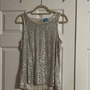 NWOT CeCe Silver Sequin Tank Top